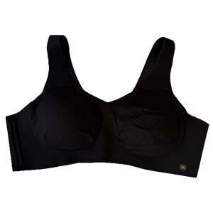 HONEYLOVE Women’s 2X V-Neck Bra Wireless Soft Cups Wide Straps Black LWBR0101